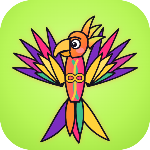 Phoenix, a colourful raptor-style phoenix, the companion in NeuroHub Compass